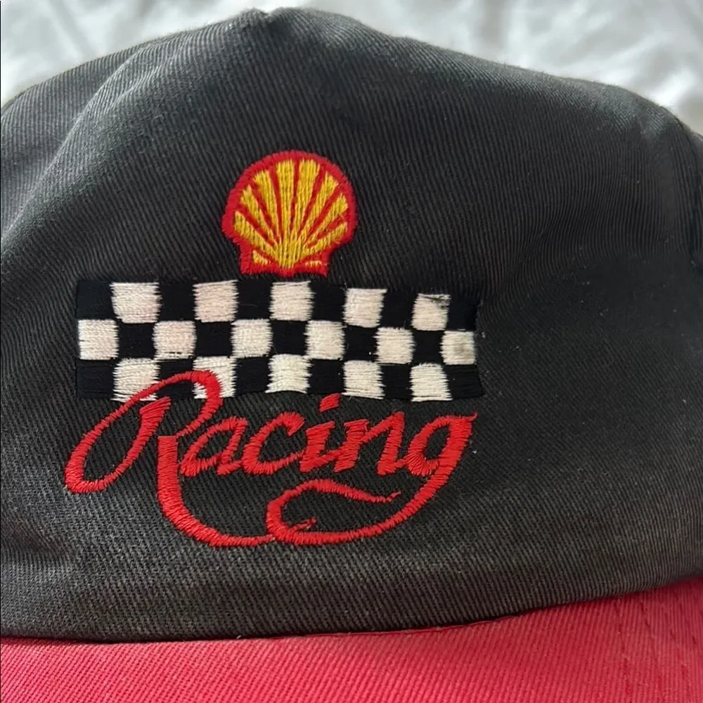 Vintage Cameo Shell Racing Checkered Snapback Trucker Hat One Size Fits All - Picture 2 of 7